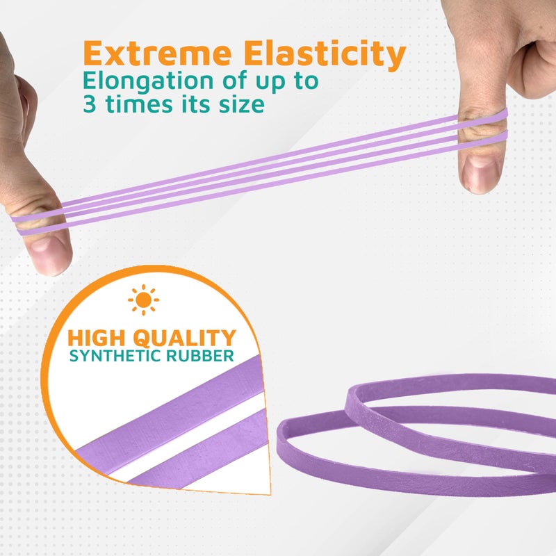 PlasticMill Lavender Rubber Bands Size 33 (3 1/2" x 1/8") - #33 Colored Rubber Bands Office Supplies - Strong, Elastic Bands for Crafts, Balloon Garland, Cash, File Folders (1,000-Pack) - Image 3
